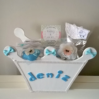 ahşap şeker sepet keçe bebek şekeri
